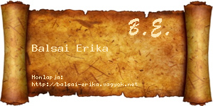 Balsai Erika névjegykártya